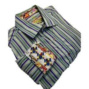 Robert Graham Men's XL  Multicolor Striped Flip Cuff Long Sleeve‎ Shirt